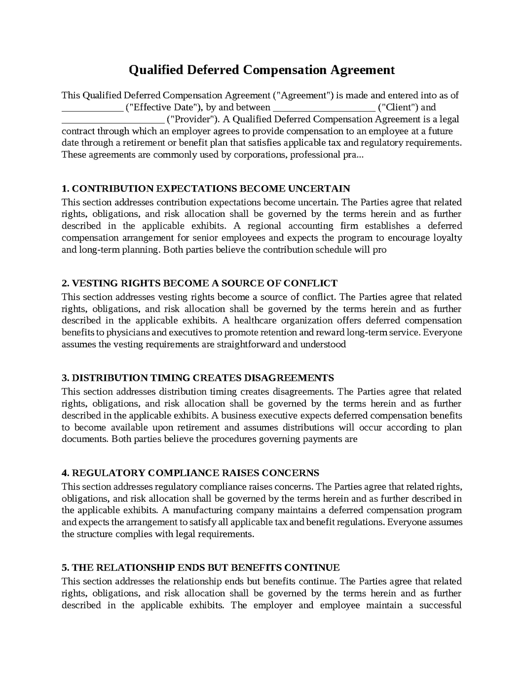 Qualified Deferred Compensation Agreement