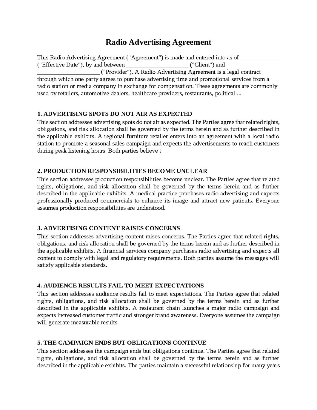 Radio Advertising Agreement