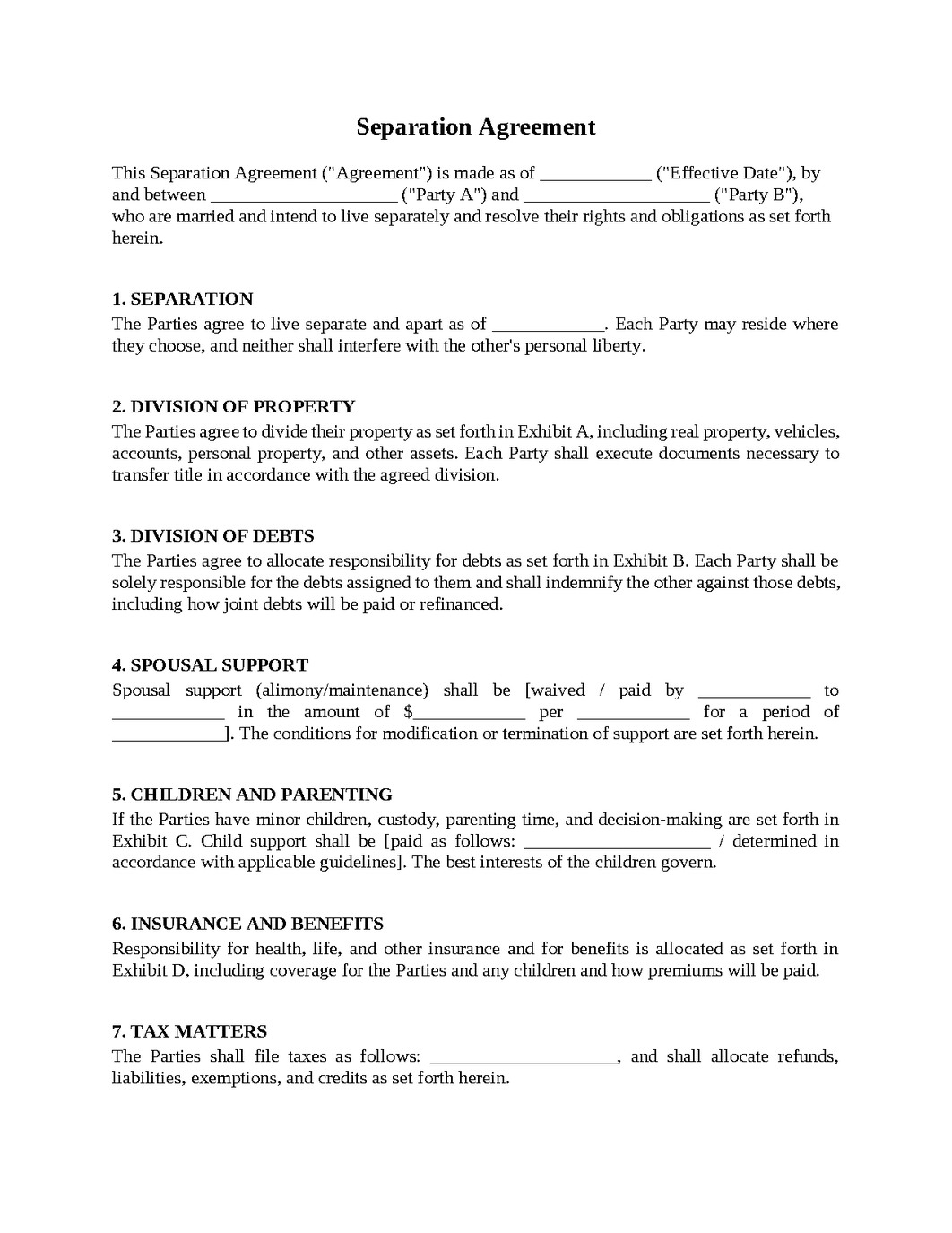 Separation Agreement