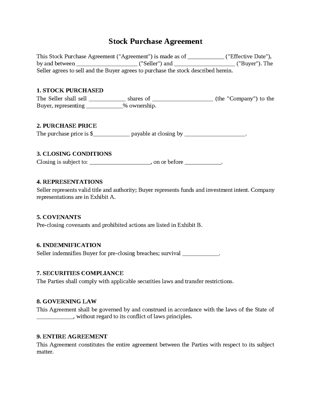 Stock Purchase Agreement