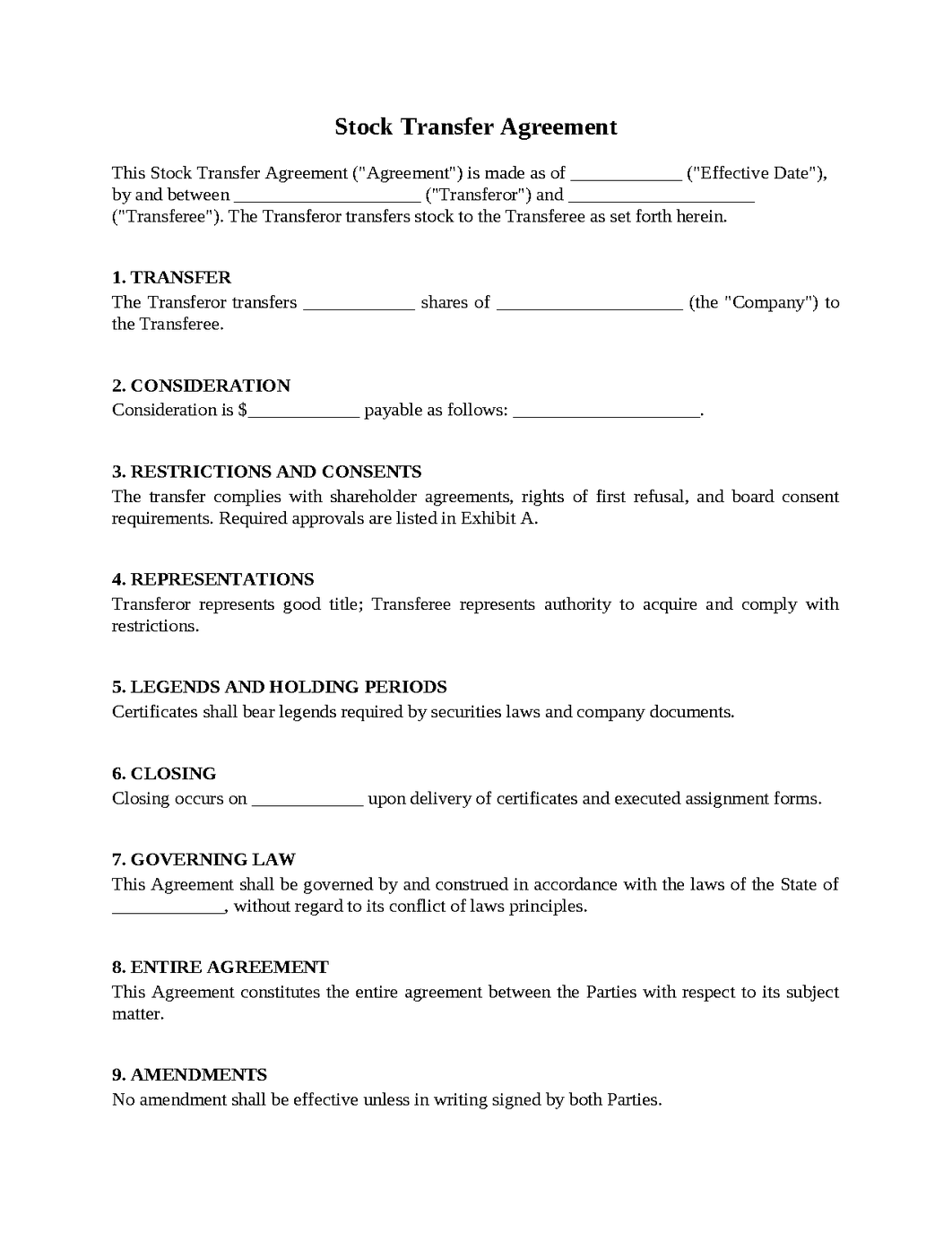 Stock Transfer Agreement