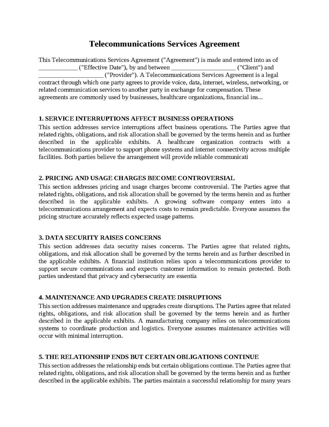Telecommunications Services Agreement