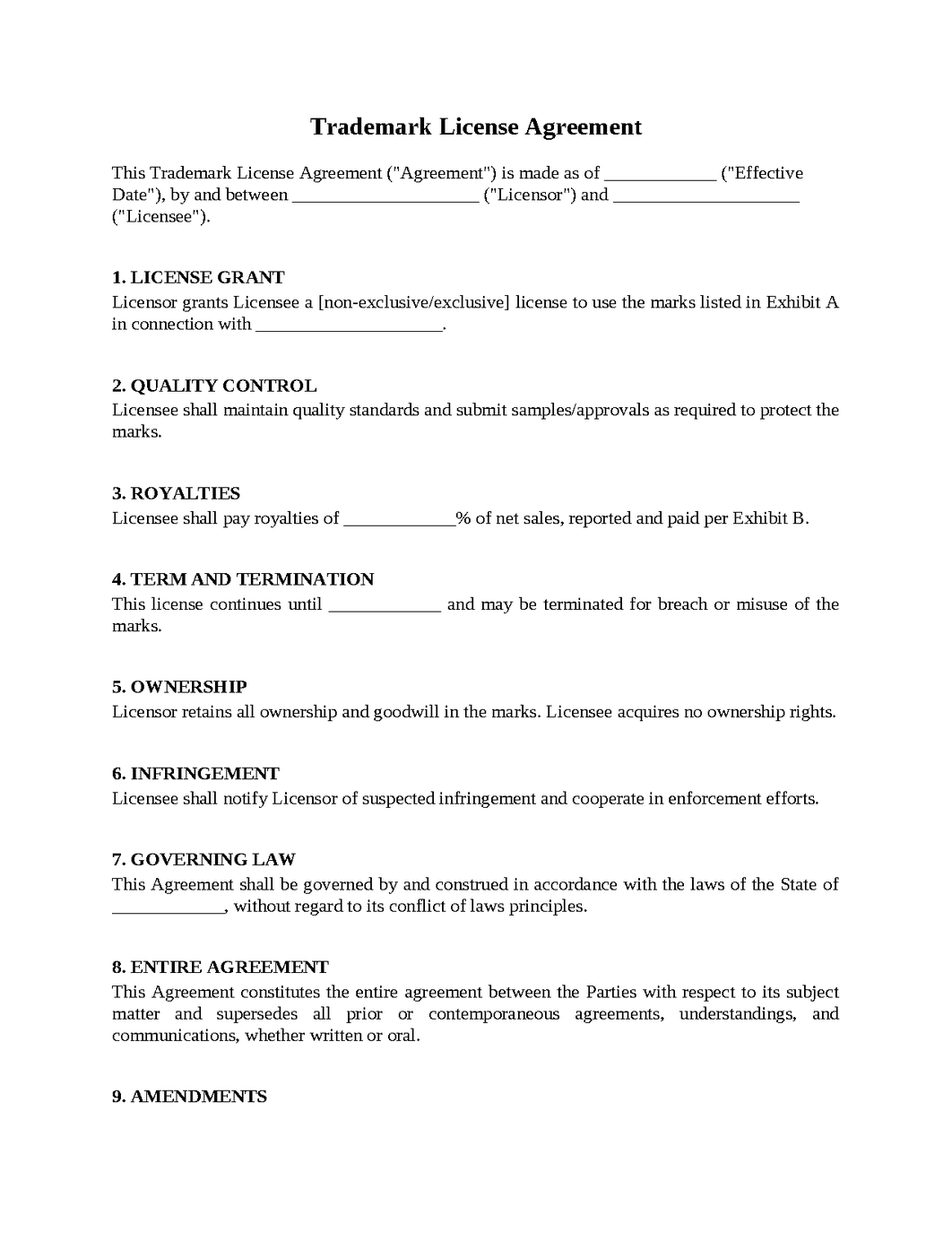 Trademark License Agreement