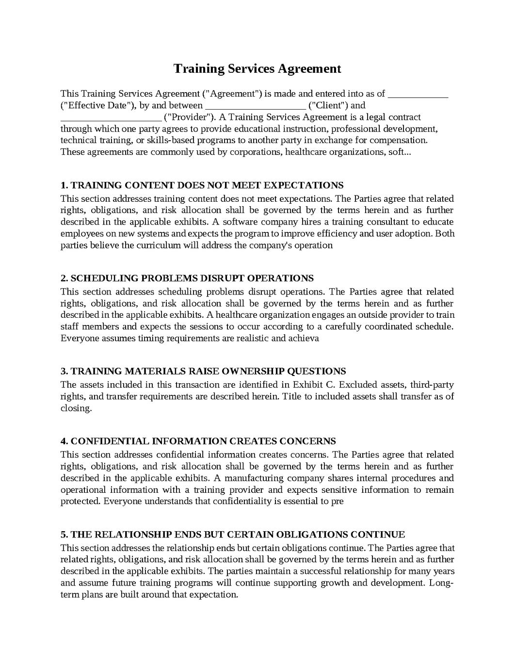 Training Services Agreement