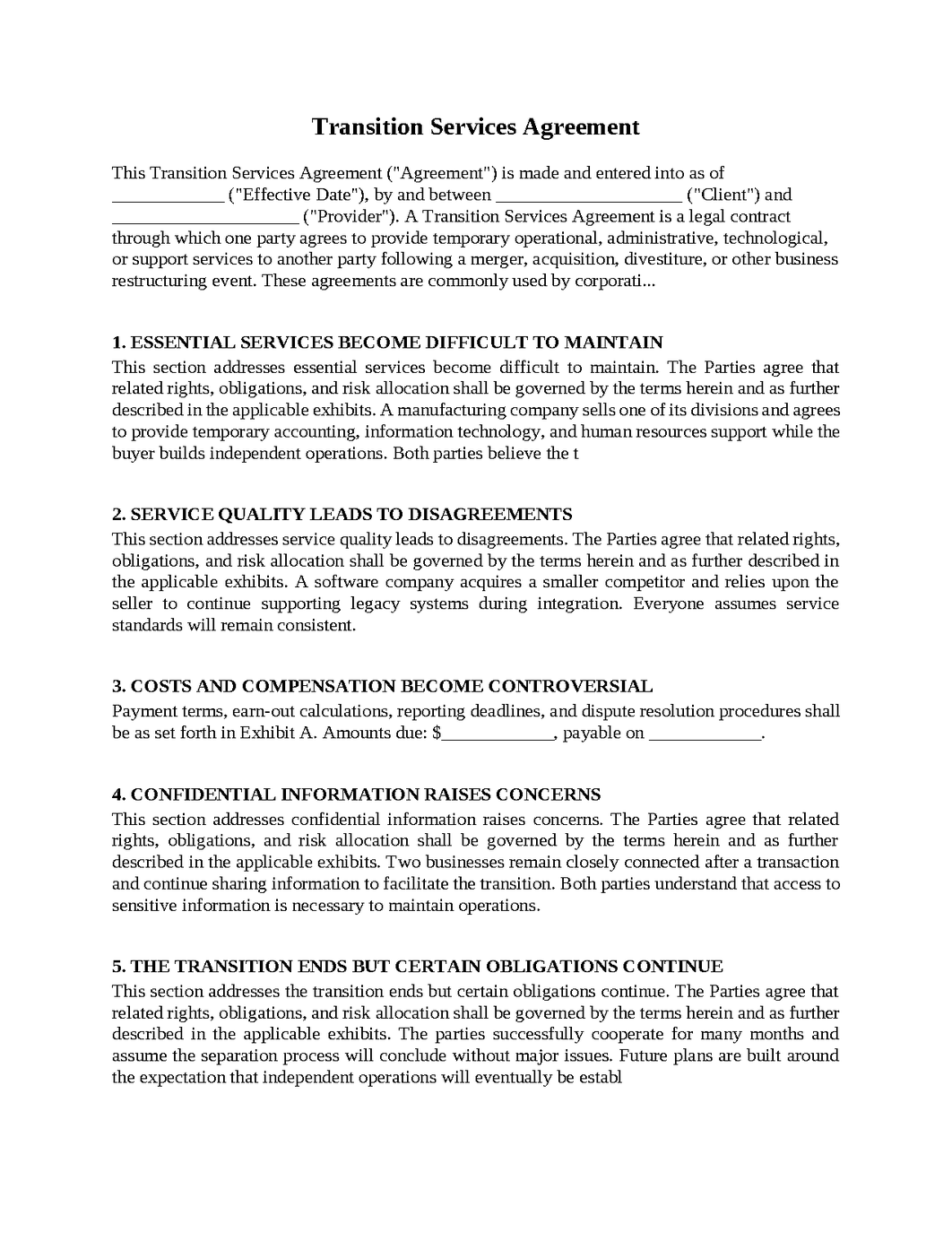 Transition Services Agreement