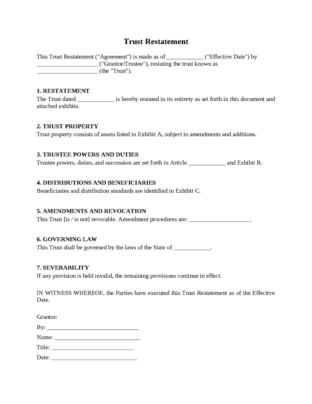 Trust Restatement