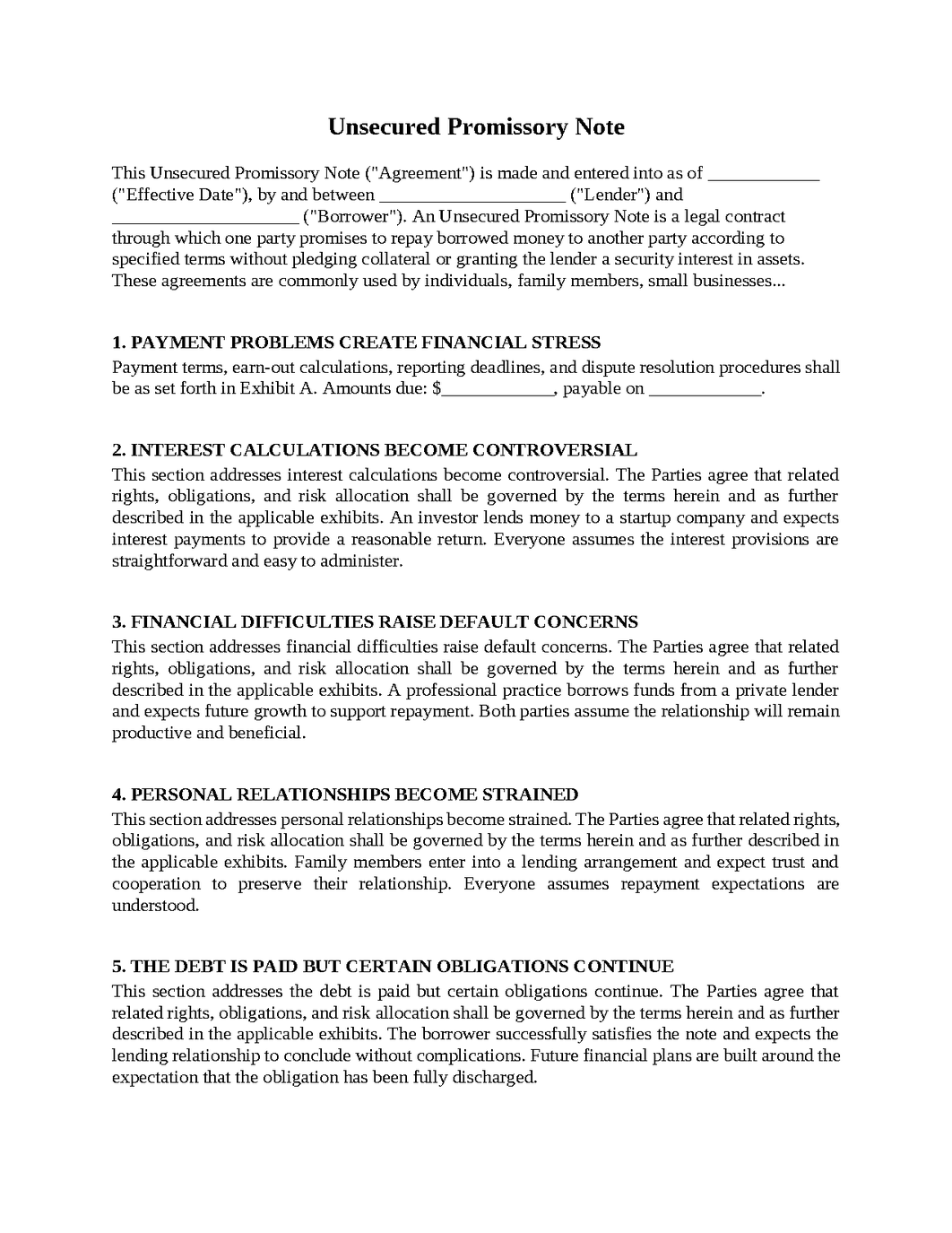 Unsecured Promissory Note