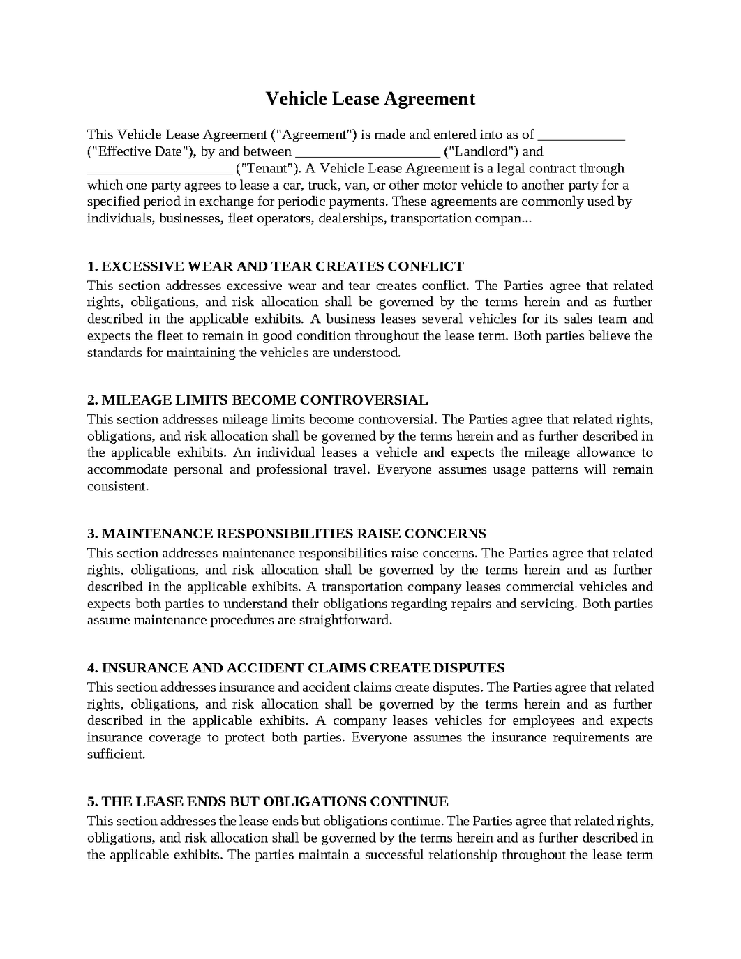 Vehicle Lease Agreement