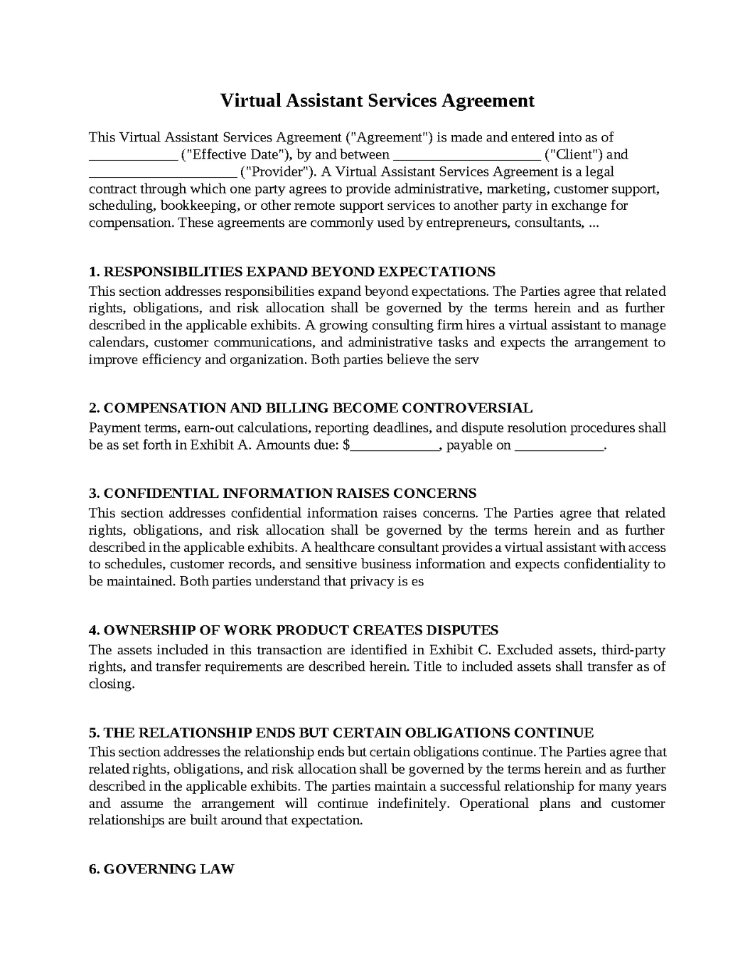 Virtual Assistant Services Agreement