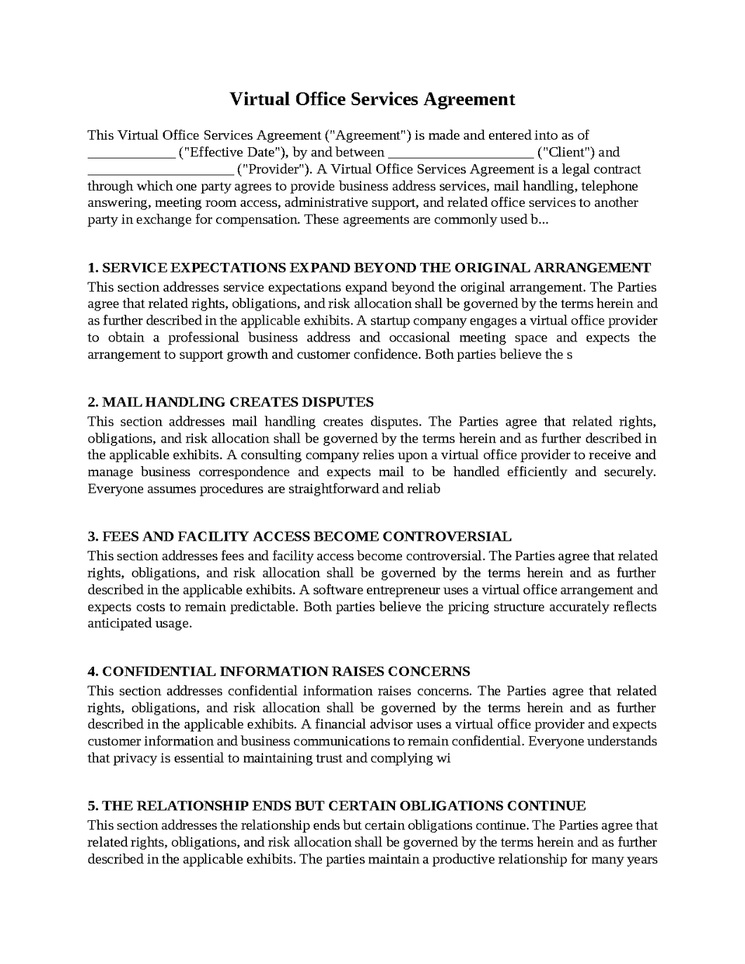 Virtual Office Services Agreement