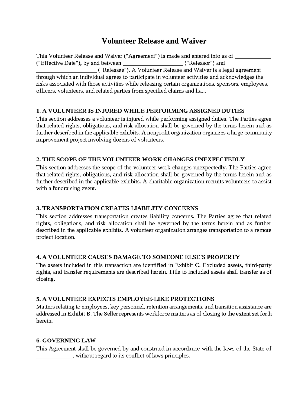 Volunteer Release and Waiver