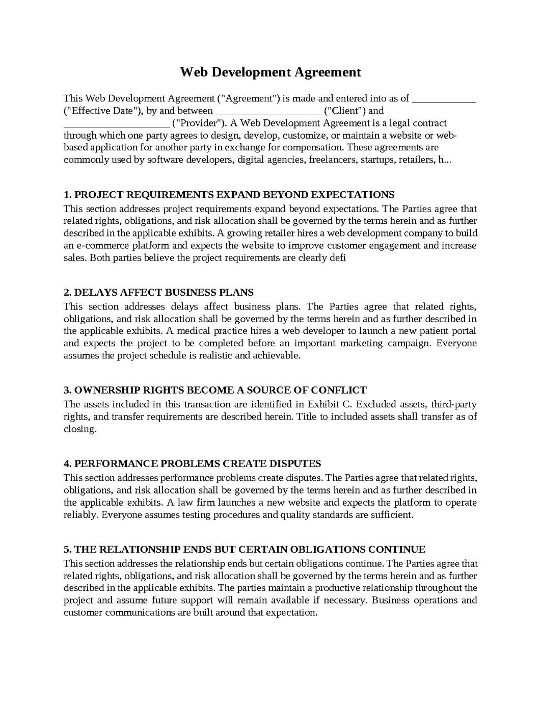 Web Development Agreement